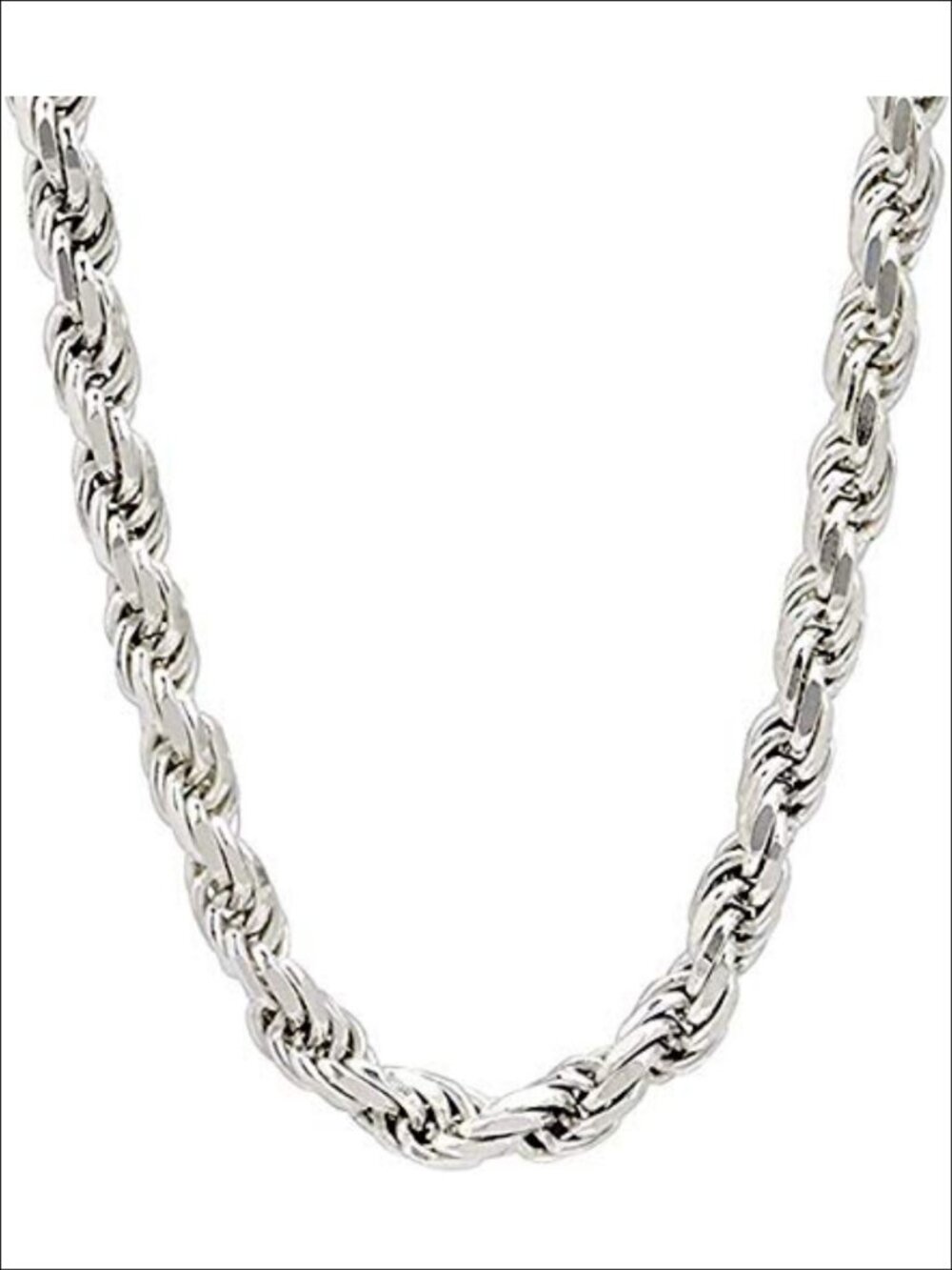 925 Sterling Silver 6mm Diamond Cut Rope Chain Necklace Italy
